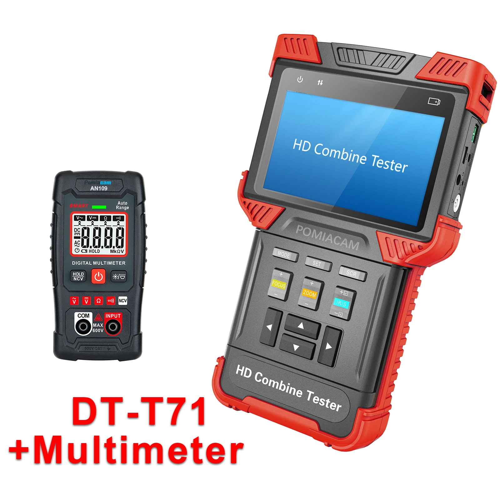 IP Camera Tester DT-T71 CCTV Tester,AHD/TVI/CVI/CVBS 4K H.264/H.265,12V/1A Power Output, TDR RJ45 Cable Test With Multimeter