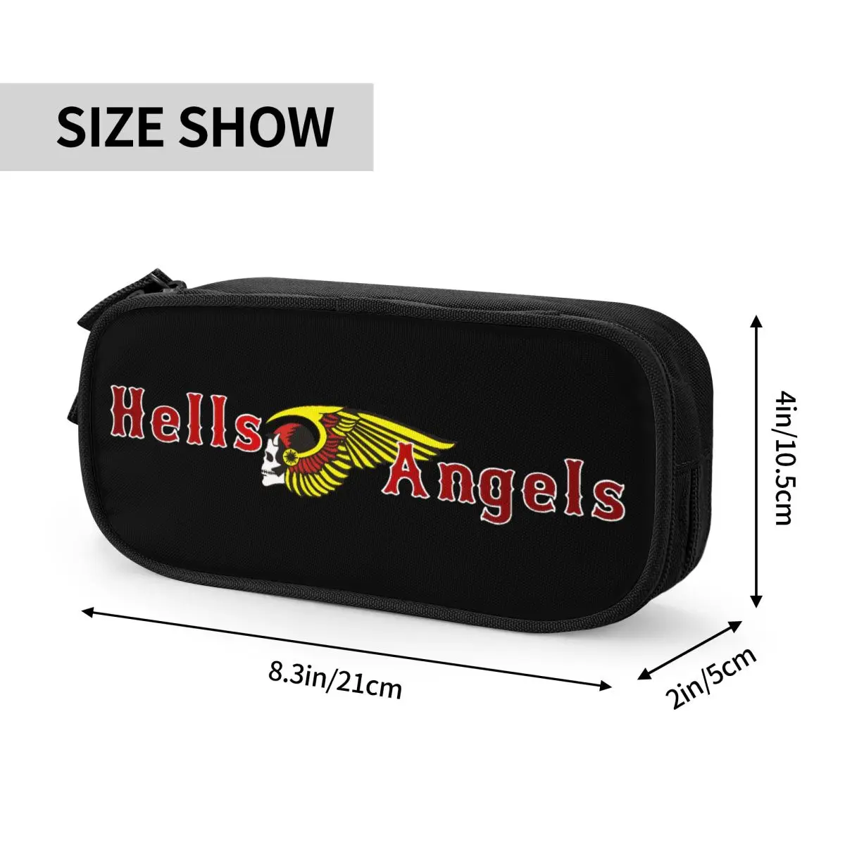 Hells Angels Motorcycle Club Trousse à crayons, porte-stylo classique, grand sac de rangement pour filles et garçons, étuis à cosmétiques scolaires pour étudiants