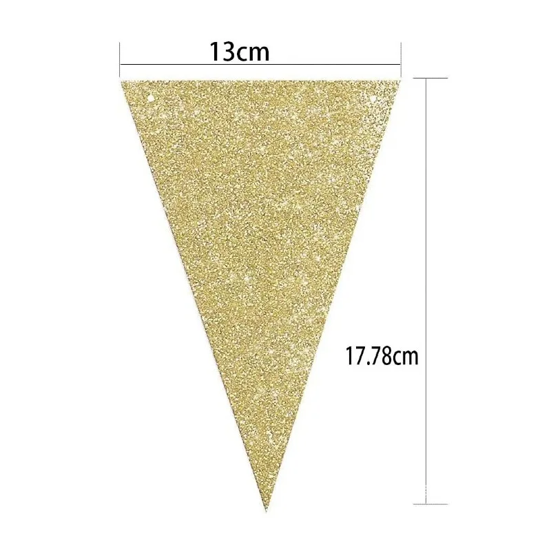 Goldenes Zwiebel-Papier-Dreieck-Banner, Geburtstag, Hochzeit, Partydekoration, Filz, bunte Flagge, Festliche Szenendekoration, Banner – Detail 3