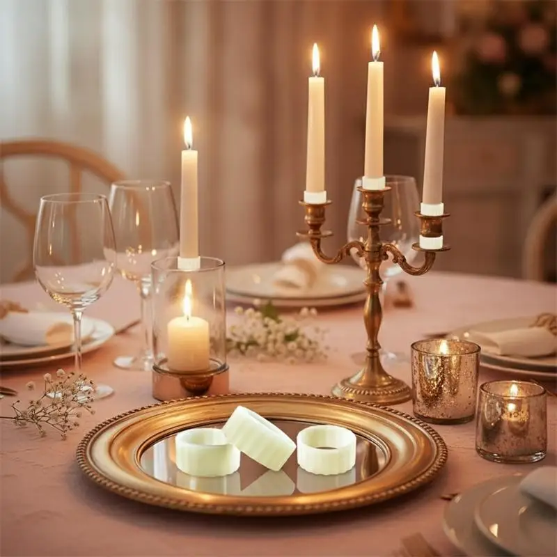 5/10pcs Reusable Silicone Candle Stabilizing Sleeves Anti-Slip Prevent Wax Drip for Candlelight Dinner Anniversary Decor