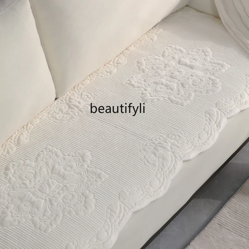 LBX Korean Crystal Super Soft Sofa Cushion Autumn and Winter Plush Warm Thickened Non-Slip Fashion Simple European Three People