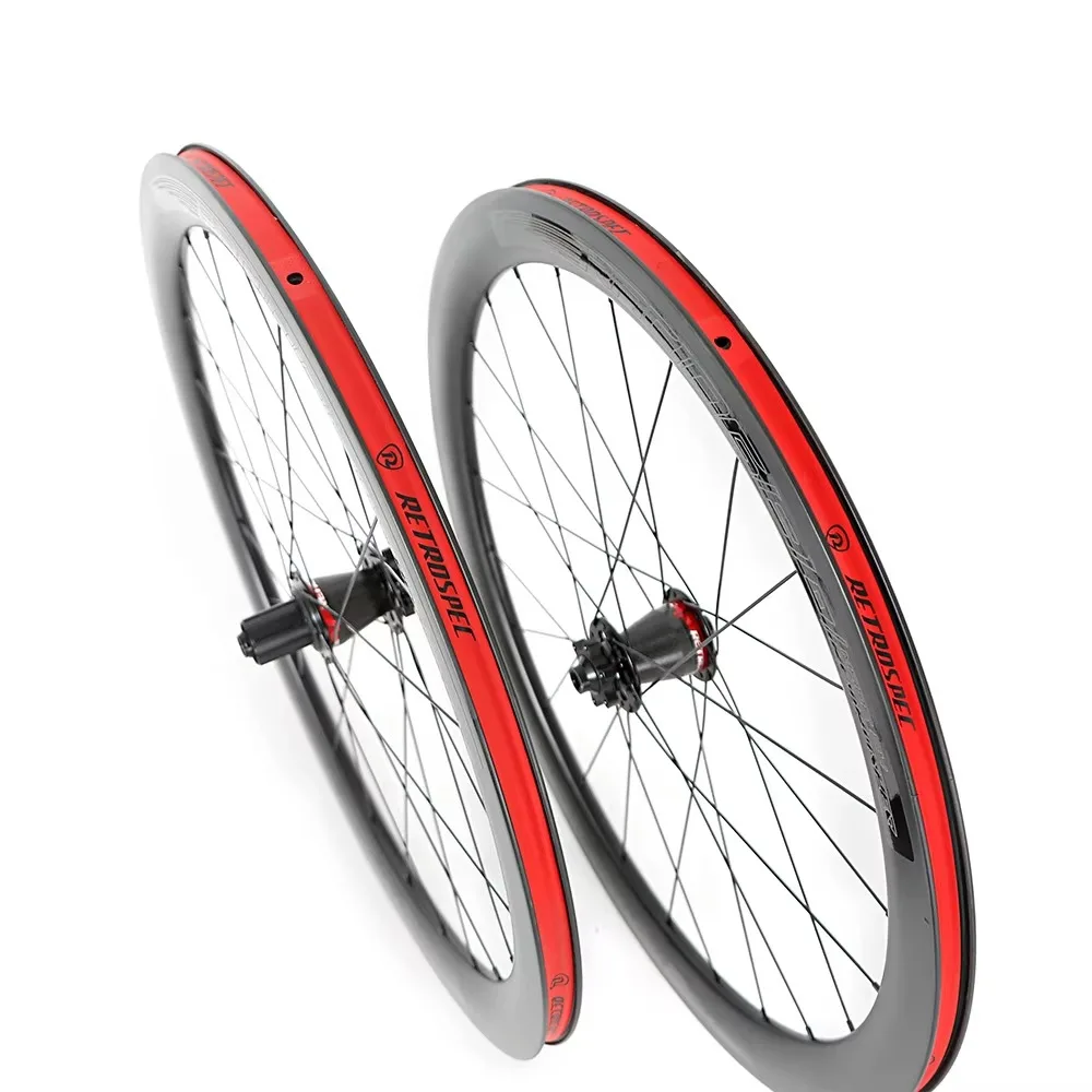 Retrospec 700c Road Bike Carbon Clincher Wheelset Disc Brake 12*142mm Air Tyre 50mm Depth Matte Wheels