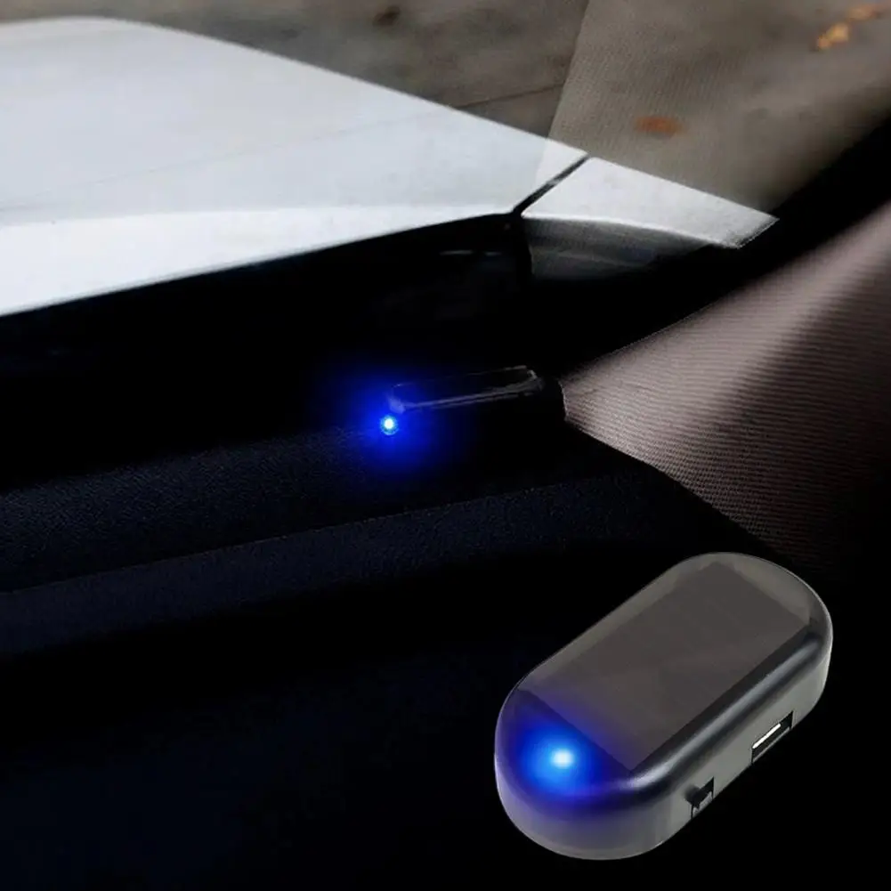 Car Solar Power Simulated Dummy Alarm Anti-Theft LED Flashing Alarm Fake Charger Brighter Light with Car USB Clearer Securi X6X9 - Image 3