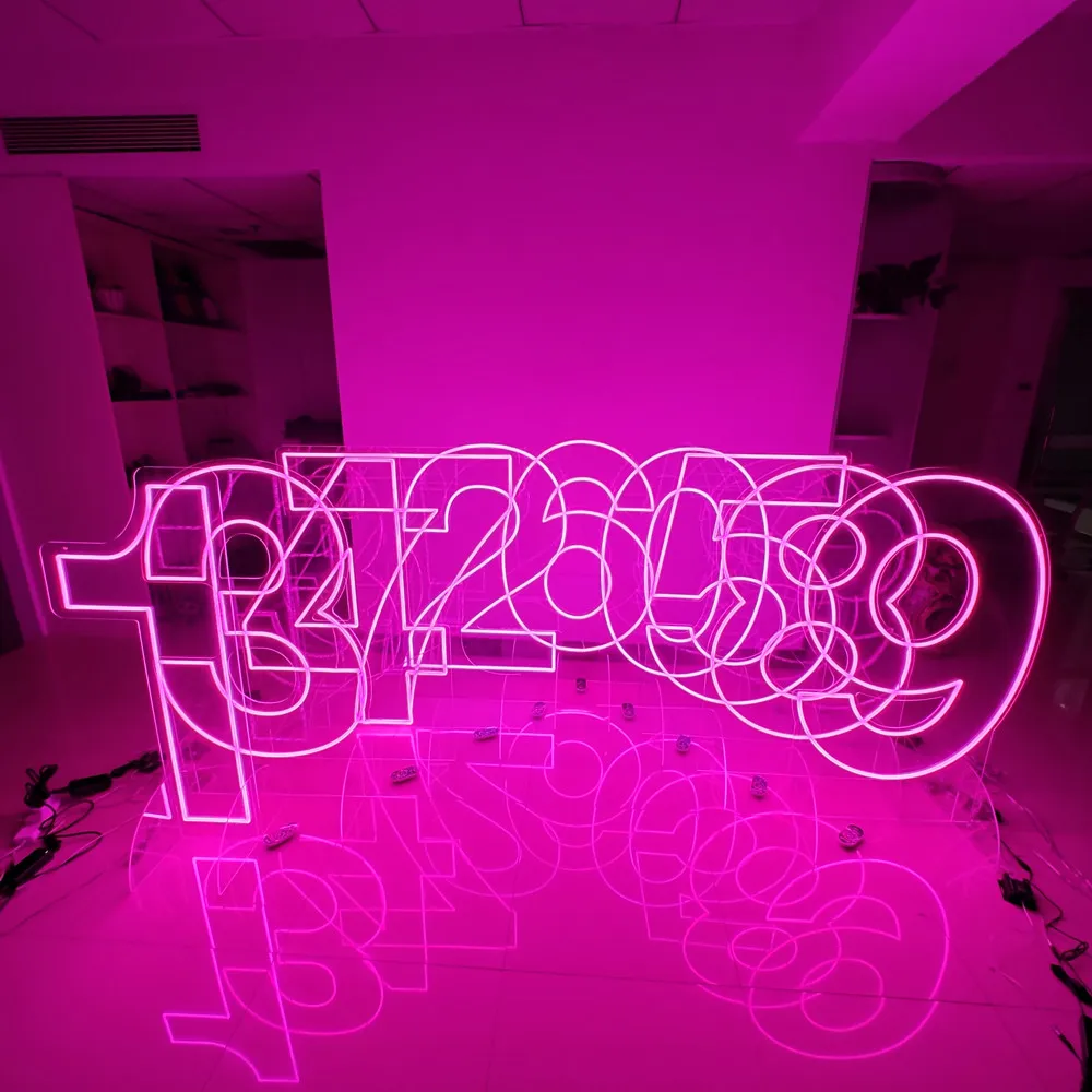 

Custom Neon Number 2ft 3ft 4ft 0-9 A-Z Standing Big Size Party Light Number Neon Sign Acrylic Led Number Sign for Event Decor