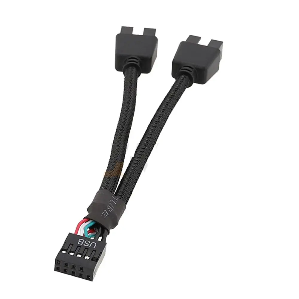 Cable de extensión USB para placa base de ordenador, divisor de Audio HD de 9 pines, 1 hembra a 2 macho Y, 10cm