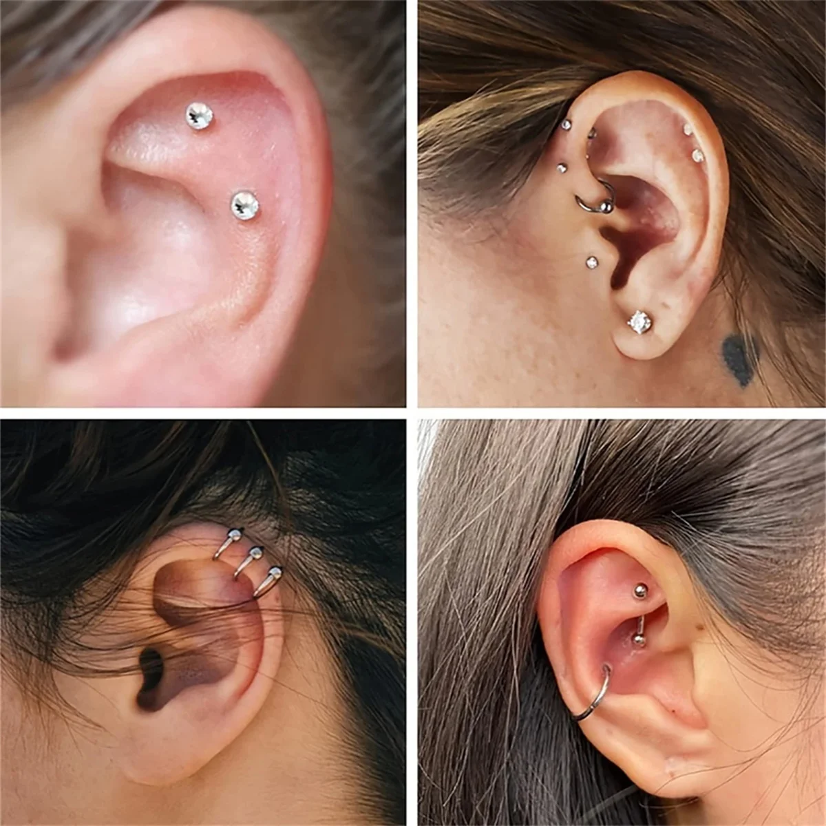 2/14 sztuk hipoalergiczny motyl księżyc chrząstka kolczyki szpilki, Tragus muszla Piercing biżuteria Daith Helix muszla kolczyki koła