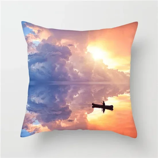 Ocean Beach Pillowcase Sunset Tree Flower Throw Pillow Car Home Decorative Pillowcase Bedroom Hotel Car Decorative Pillowcase  .