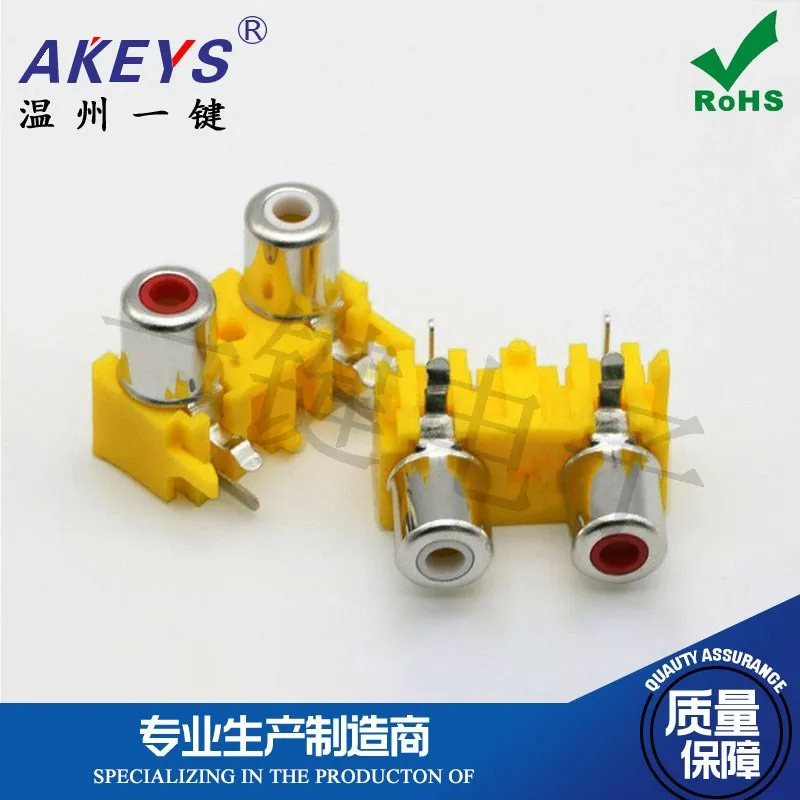 AV2-8.4-17 Same Core Socket 4-Pin RCA Seat Two-Hole PCB Audio Video Socket Lotus Holder Two-Core Interface