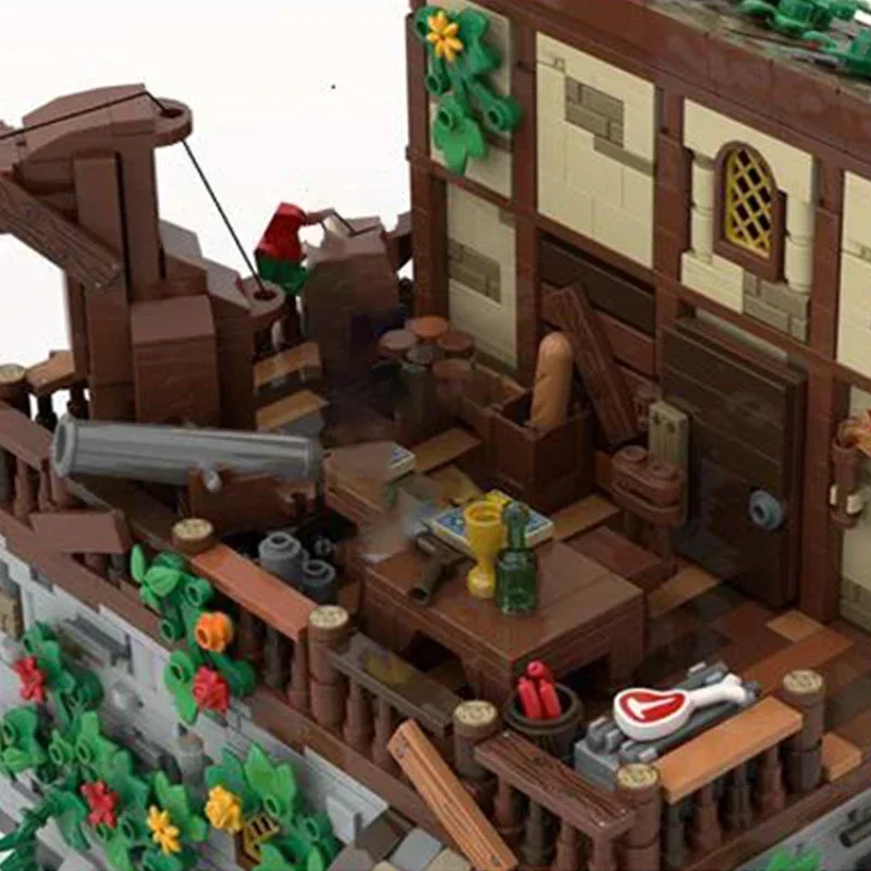 Bloques de construcción Moc para niños, juguete de ladrillos para armar CASA DE Redbeard, serie Pirate Skull Island, ideal para regalo de Navidad