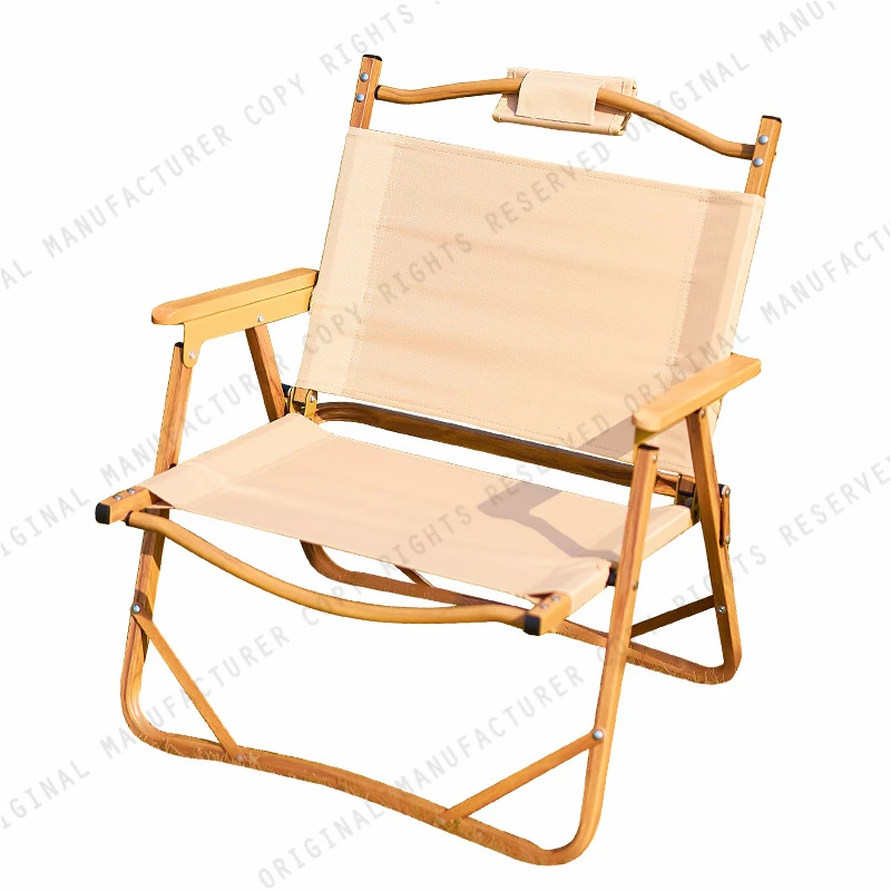 

Hot Sale Popular Design Portable Outdoor Aluminum Foldable Wooden Handle Kermit Chair