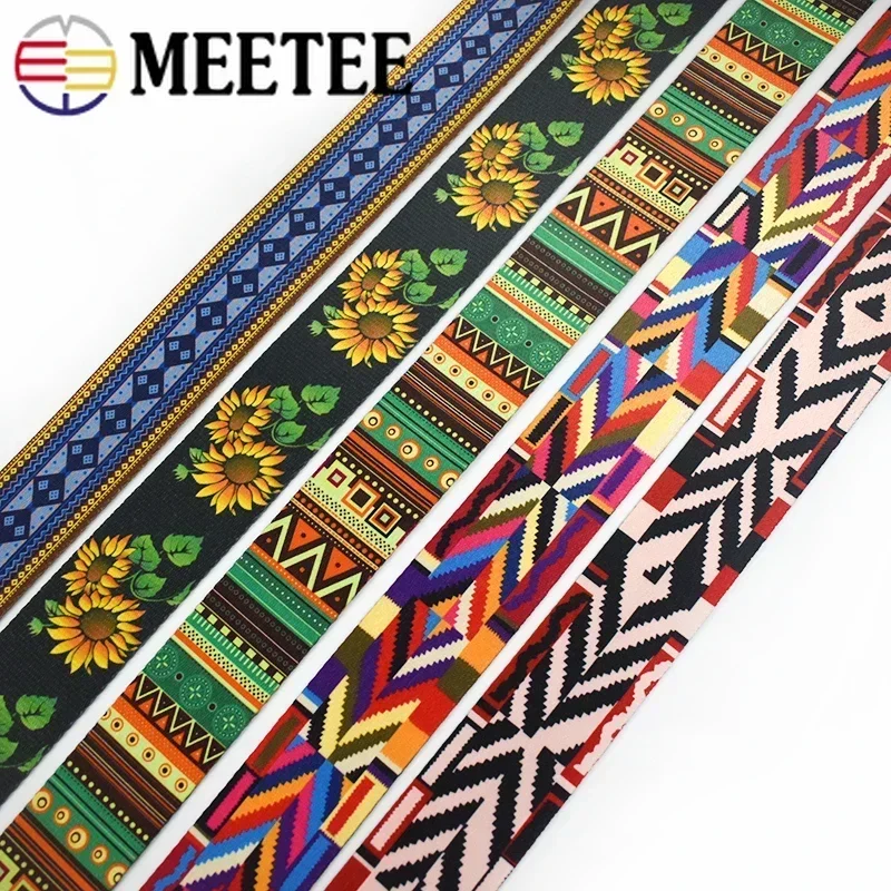 5M 50mm 2\'\' Ethnic Jacquard Webbing Tapes Costume Belt Decoration Lace Ribbon DIY Bags Strap Band Sewing Bais Accessories