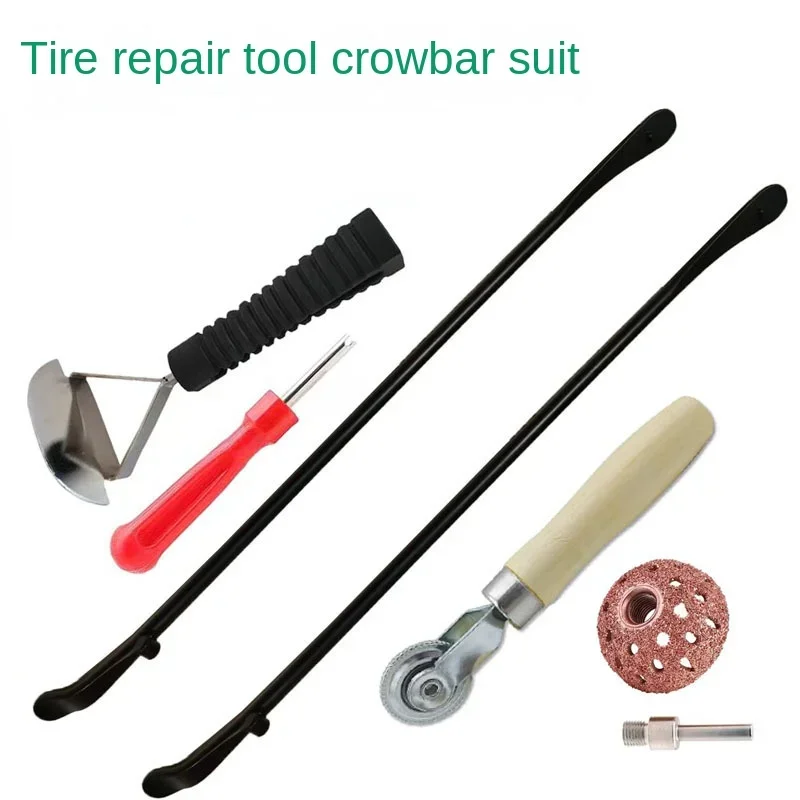 

7 piece tire repair tool pry bar to scrape off tire warping plate