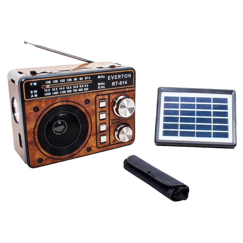 EVERTON RT-814 SOLAR PANELLİ FENERLİ RECHARGEABLE USB/FM PORTABLE RADIO