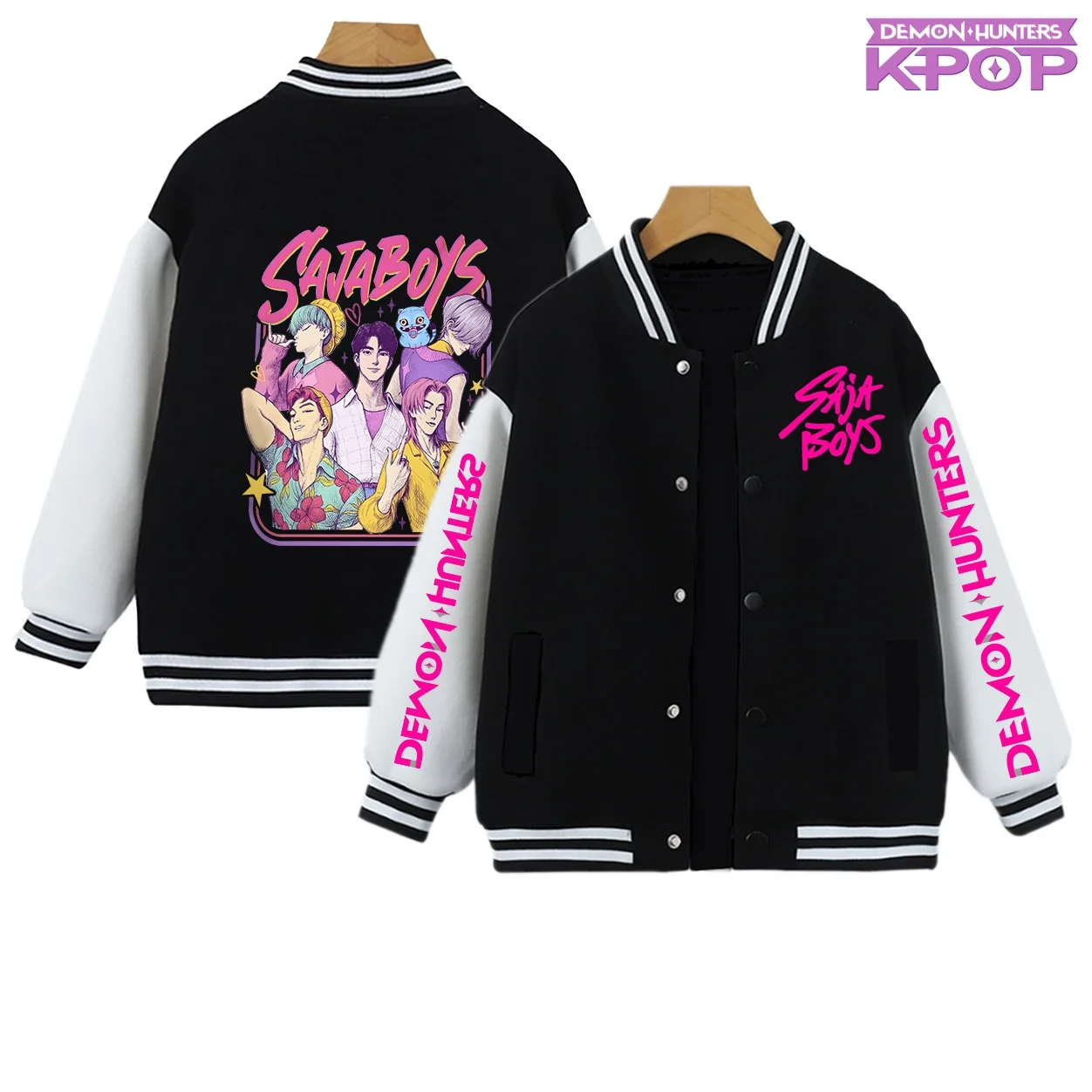 

Kpop Demon Hunter Baseball Uniform Kids Cute Rumi Mira Zoey Jacket Children Spring Autumn Long Sleeves Coat Girls Clothes Gift