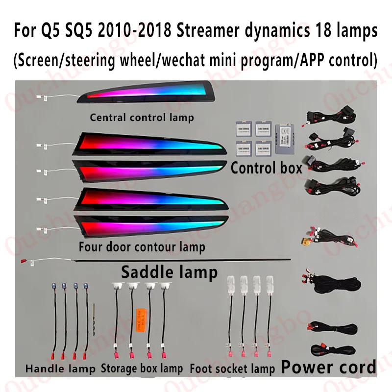 Ouchuangbo-luz ambiental Led para Q5, B8, SQ5, 2010-2018, lámpara de atmósfera, kit de iluminación Interior, 256 colores