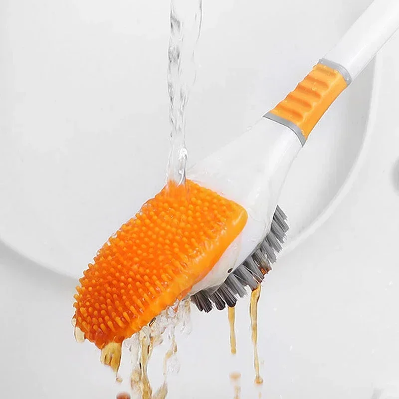 Silicone Toilet Brush Set Cute Diving Duck Wall-mounted Floor-Standing Long Handled Deep Household Bathroom Cleaning Accessories