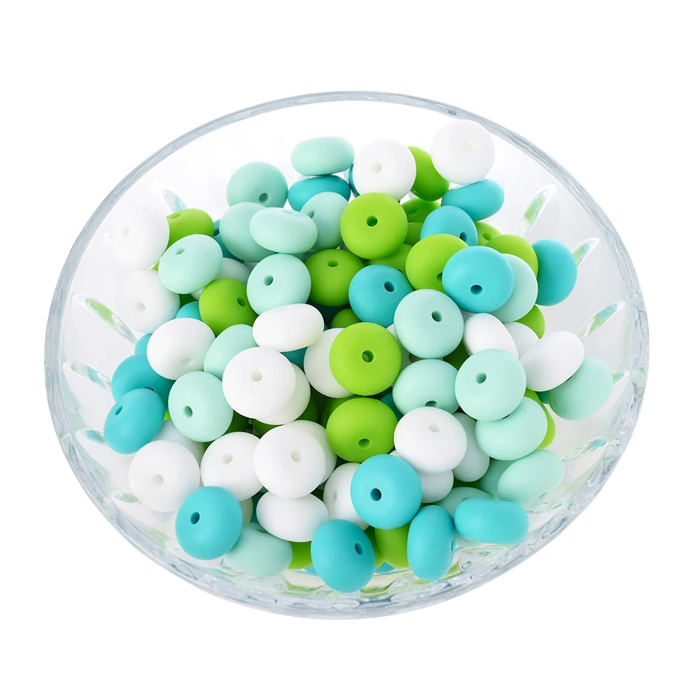 80 sztuk/zestaw Silikonowe Koraliki Dystansowe do Tworzenia Ozdób DIY Akcesoria do Karmienia Niemowląt Naszyjnik Łańcuszek do Smoczka Gryzak Bez BPA