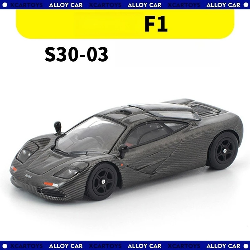 POPRACE 1:64 F1 GTR S30-0 Black Carbon Fiber Alloy Car Iecast Minicar Metal Car Model Collectible Toys Birthday Gift