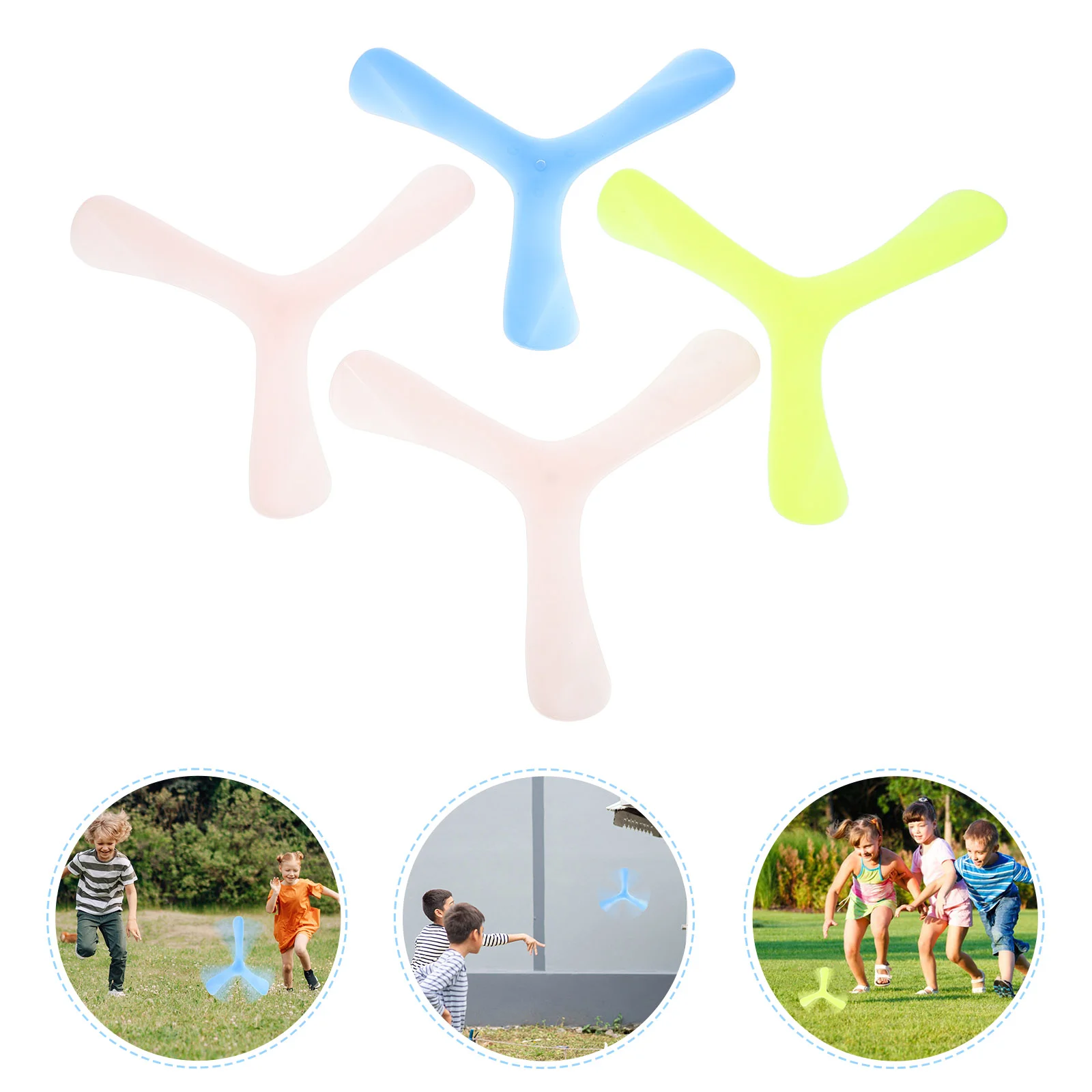 

4 Pcs Triangle Return Darts Outdoor Toys for Kids Interesting Flying Casual Long Lasting Boomerangs Luminous Abs Trefoil Novel