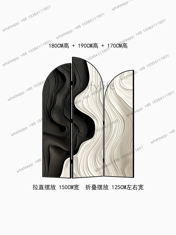 Modern simple screen partition light luxury blocking foldable movable cream wind