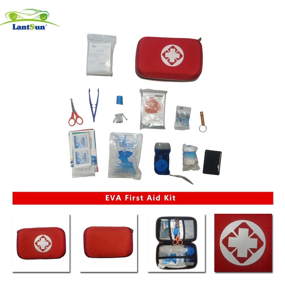 Portable First Aid Kit Compact Medical Kits EVA Case for Car, Home, Hiking and Office LANTSUN