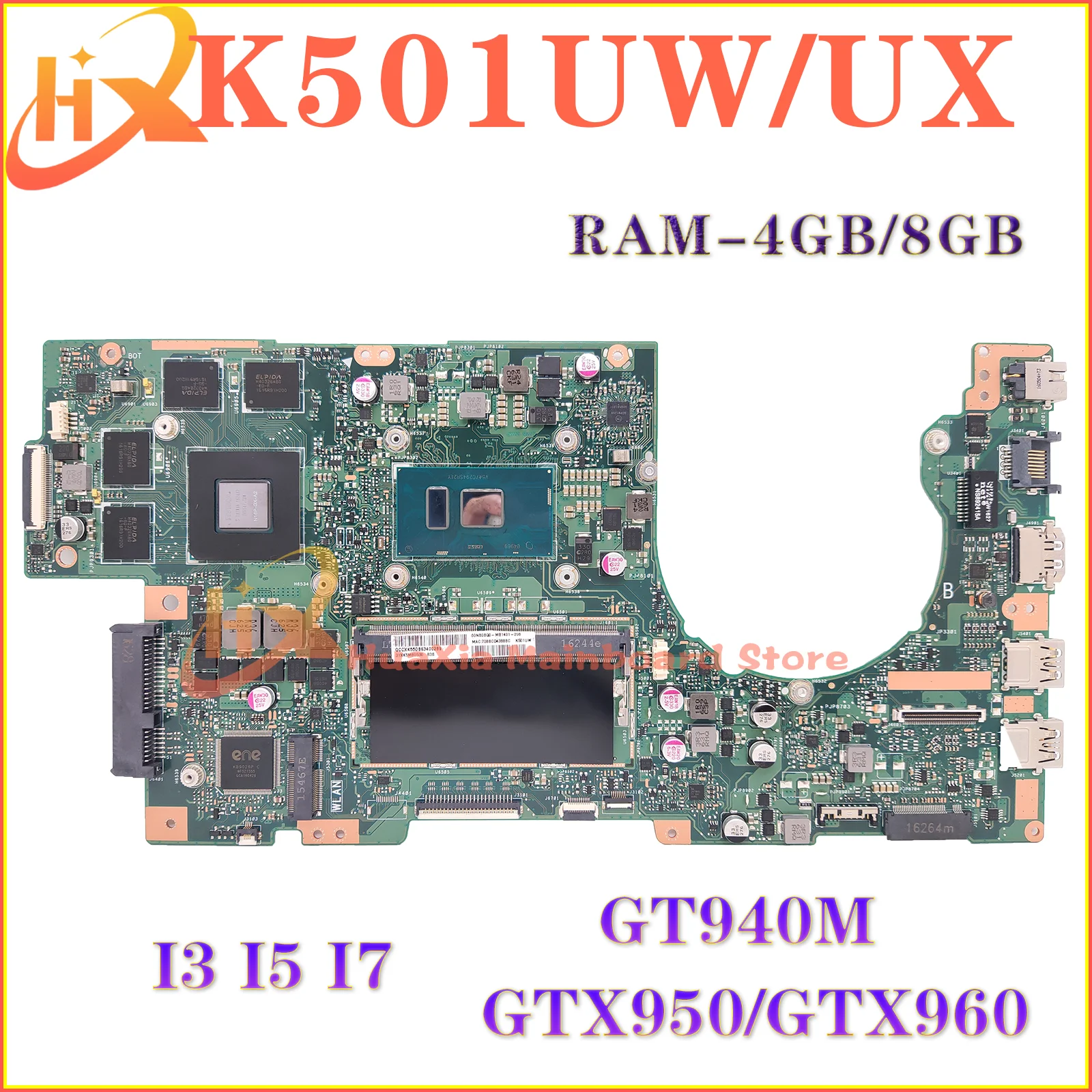 

KEFU Notebook U5000 Mainboard For ASUS K501UQ K501UX K501UW K501UB K501UXM K501U A501U Laptop Motherboard I3 I5 I7 4GB/8GB PM