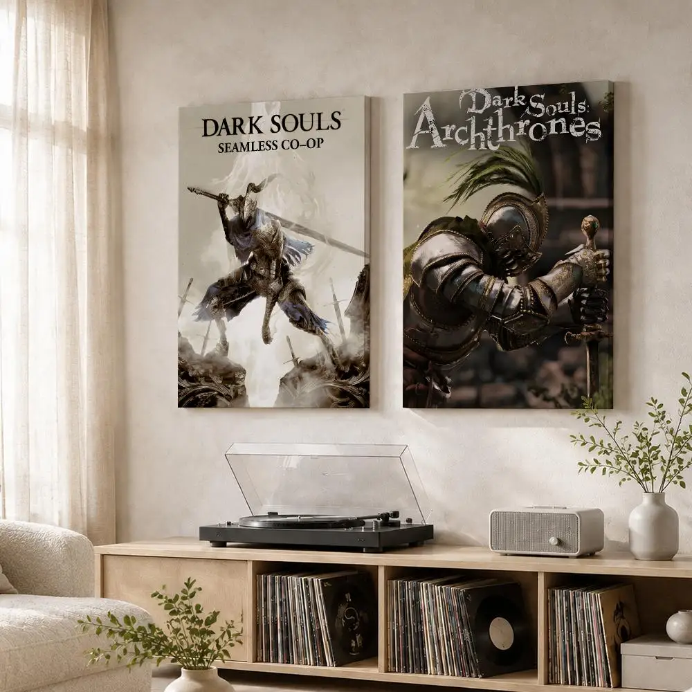 Cool Video Game D-Dark Souls Framed Wall Painting Wood Canvas Poster For Living Room Bedroom Hallway Office Home Decor Gift
