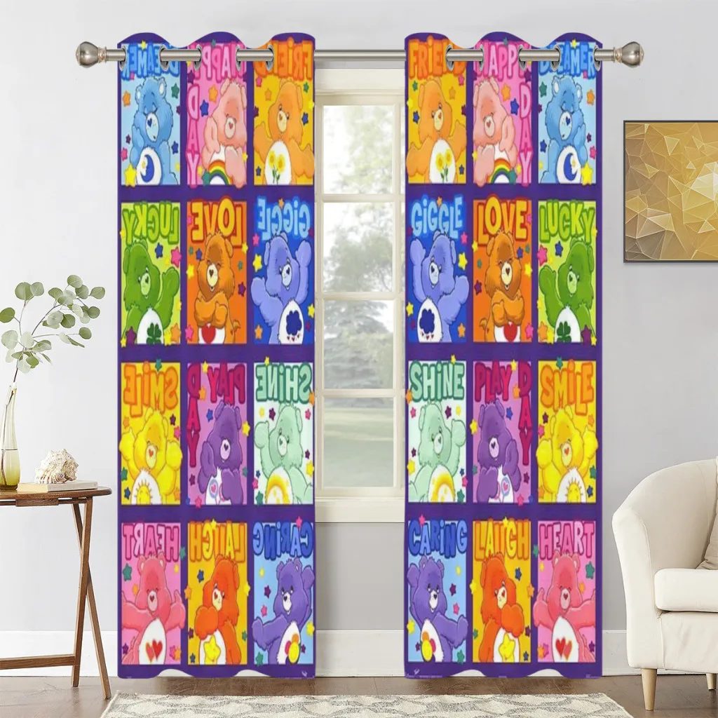 Care Bears Shading Curtains  for Living Room Decoration Window Curtain 2 PC 