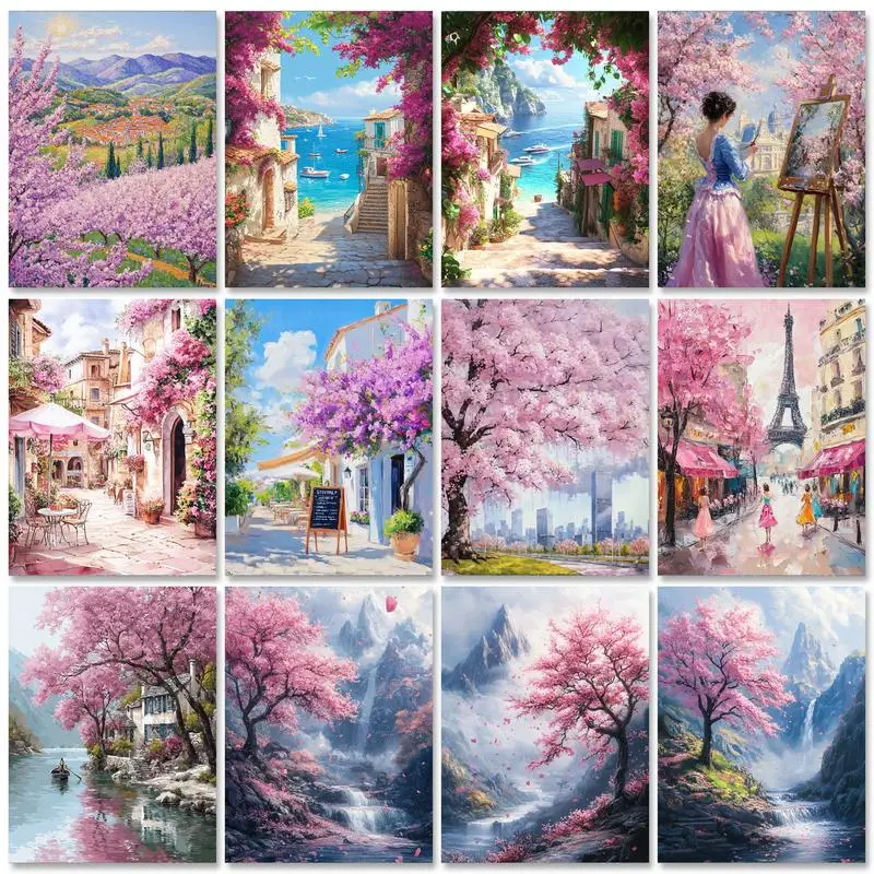 

RUOPOTY Painting By Numbers For Adults Kits With Frame Flowers Street Landscape Picture By Numbers For Home Decors 40x50cm