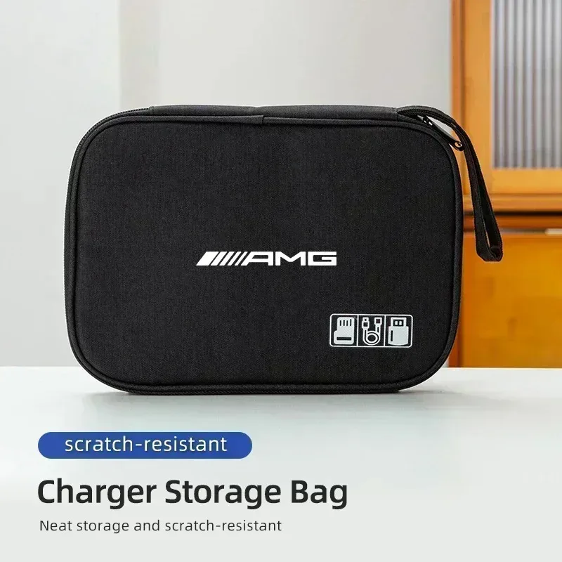 Car Styling Digital Storage Bag Portable USB Data Cable Plug Case For Mercedes Benz AMG A B C E S Class A180 CLK CLA GLE W212 C2