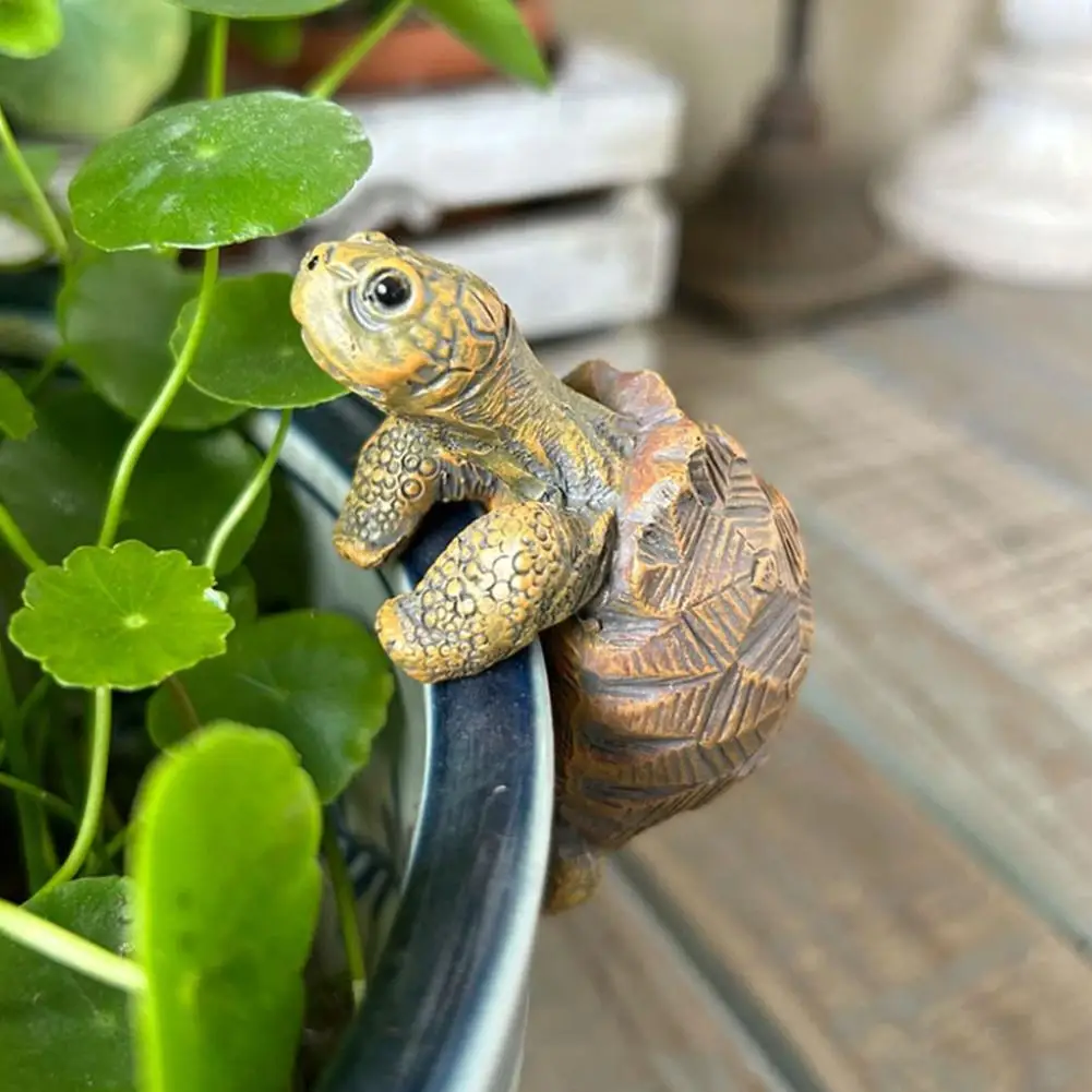 Niedliche Schildkröten-Blumentopf-Dekorationen, Klettertier-Figuren, Pflanzentopf-Aufhänger, Blumentopf-Dekoration, Hängende Schildkröte, Aquarium-Deko – Detail 6