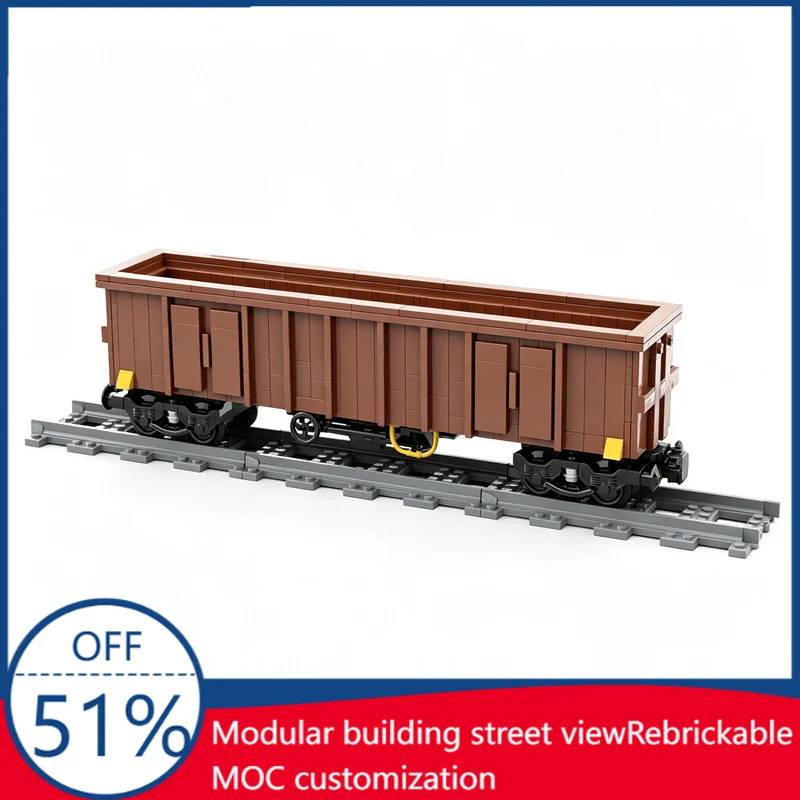 

NEW 482Pcs Brown Open Top Gondola Wagon Model Custom Building Blocks Railway Freight Car Educational Assembly Toy For Collectors