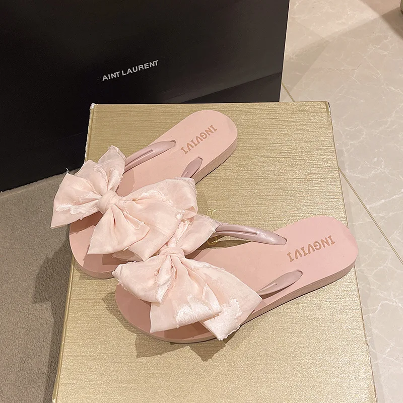 Women's summer slippers new fashion sandals bow flip-flops sweet outer wear non-slip soft-soled shoes women's versatile slippers