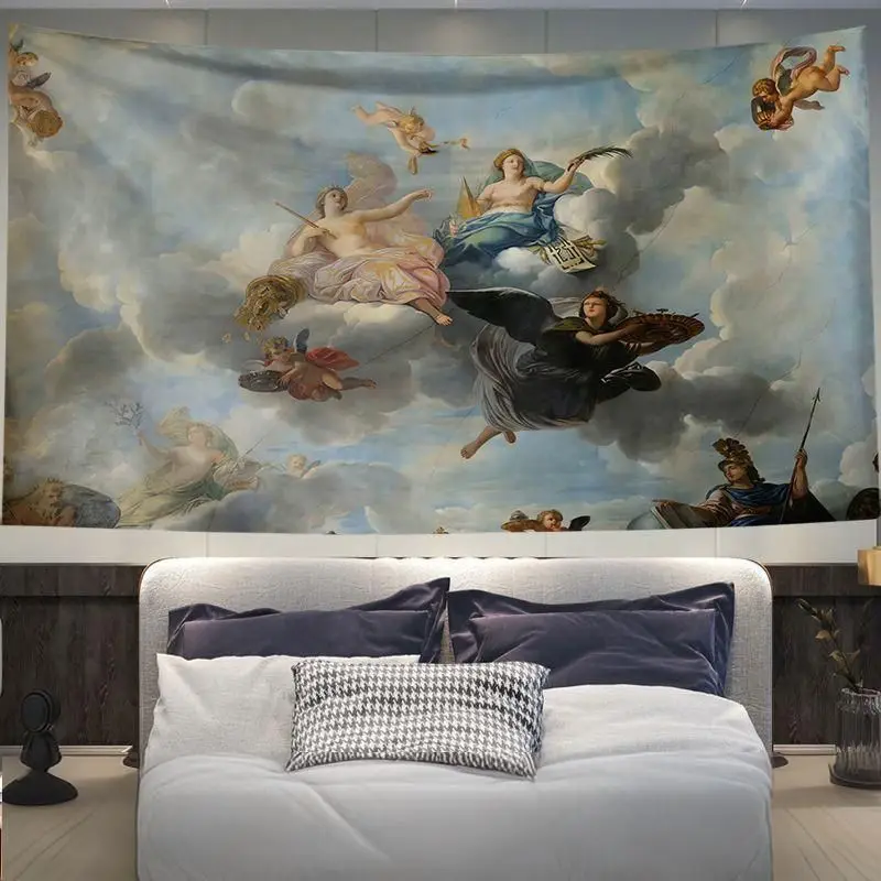VIKAMA Classical Myth Angels Art Wide Tapestry for Wall Hanging Bedroom Living Room Cozy Aesthetic Warm Stylish Home Decor