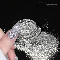 1BOX Silvery Reflective Glitter Nail Powder Holographic Crystal Pigment for DIY Nail Art Broken Diamond Effect Nail Art Supplies
