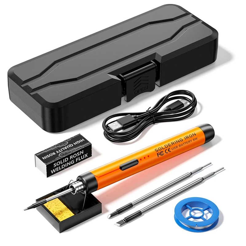 

USB Rechargeable Portable Soldering Iron,3 Speed Adjustable Temperature USB Electric Iron Mini Soldering Iron Kit