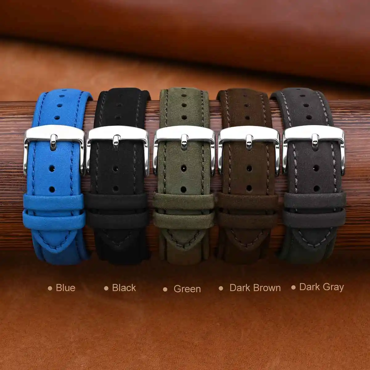 ANNEFIT 18mm 20mm 22mm Watch Strap, Vintage Nubuck Suede Soft Leather Watchband with Quick Release