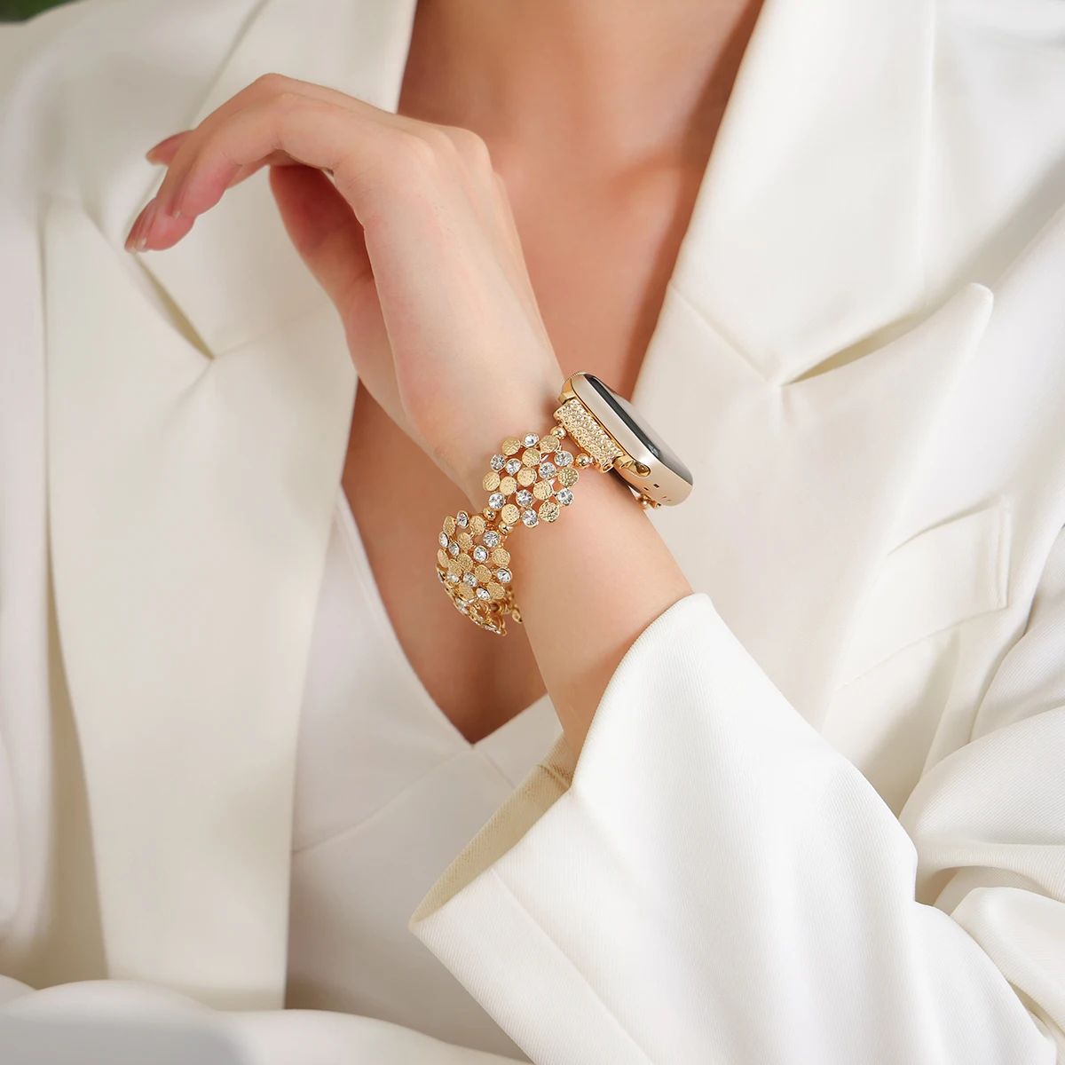 Металлический браслет с блестками для Apple Watch 10 46 мм, женский браслет из нержавеющей стали для Iwatch Series 10 42 мм Ultra 49 мм 44/45 мм