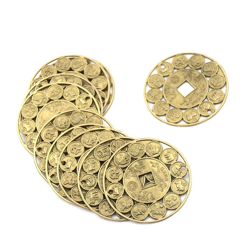 2pcs Amulets for Good Luck Feng Shui Coins  Money Prosperous Protection Zinc Alloy Auspicious Chinese Coins of Luck and Money