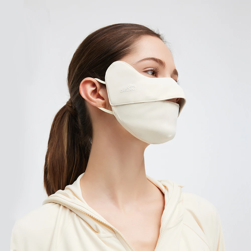 Ohsunny Máscara facial UV UPF 50+ Mulheres Homens Máscaras respiráveis Proteção solar Reutilizável Cobertura facial com presilhas para os ouvidos ao ar livre