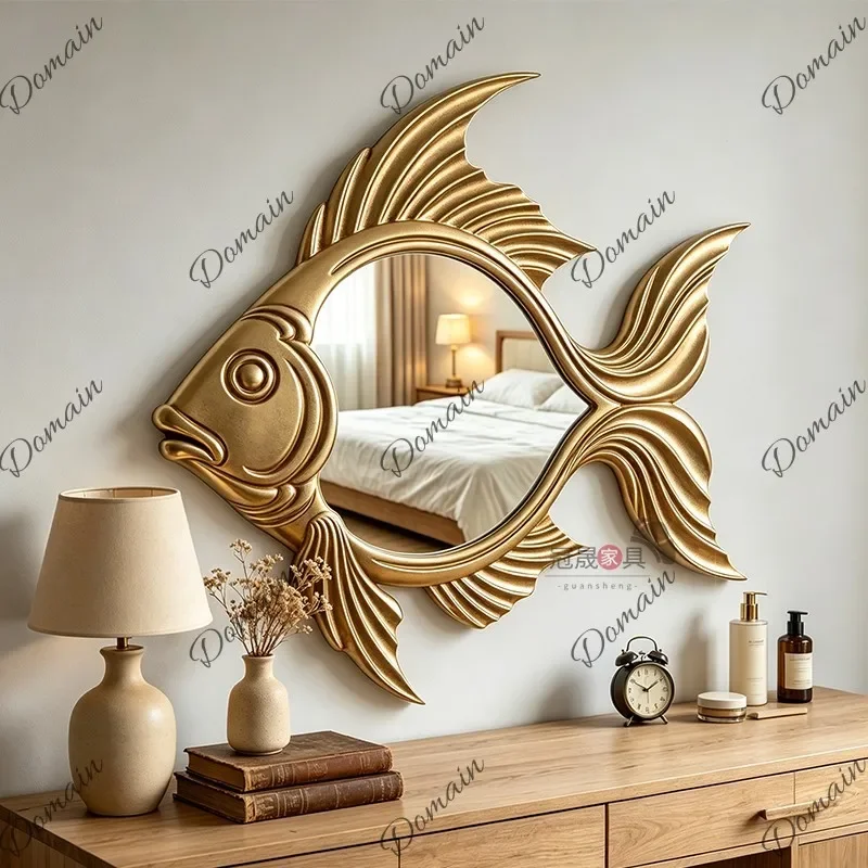 XX French Art Wall-mounted Decorative Mirror Wall-mounted Porch Makeup Mirror European Retro Creative Bathroom Mirror