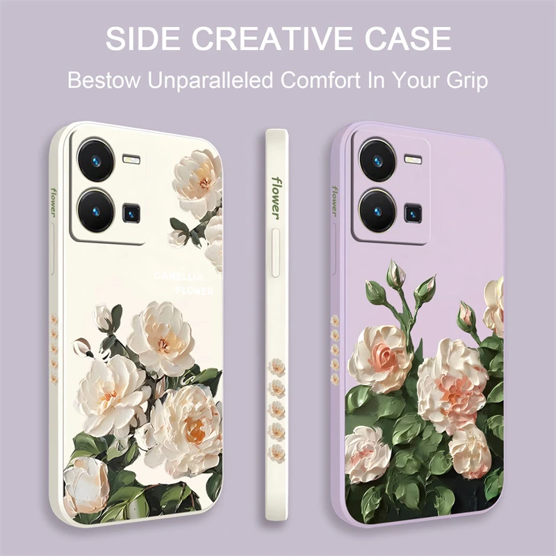 Camellia Flowers Phone Case For VIVO Y100 Y35 Y36 Y50 Y30 Y51 Y72 Y76 Y81 Y85 Y91 Y93 Y95 Y53S Y81S Y28 Silicone Soft Cover Capa