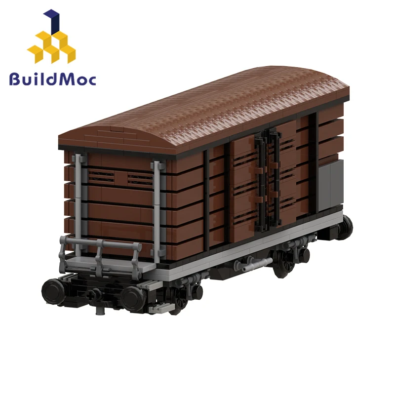 BuildMoc Germany Boxcar/ Goods Wagon Building Blocks Kit Compatible D B Type Train Flatbed Freight Railway Locomotive Bricks Toy