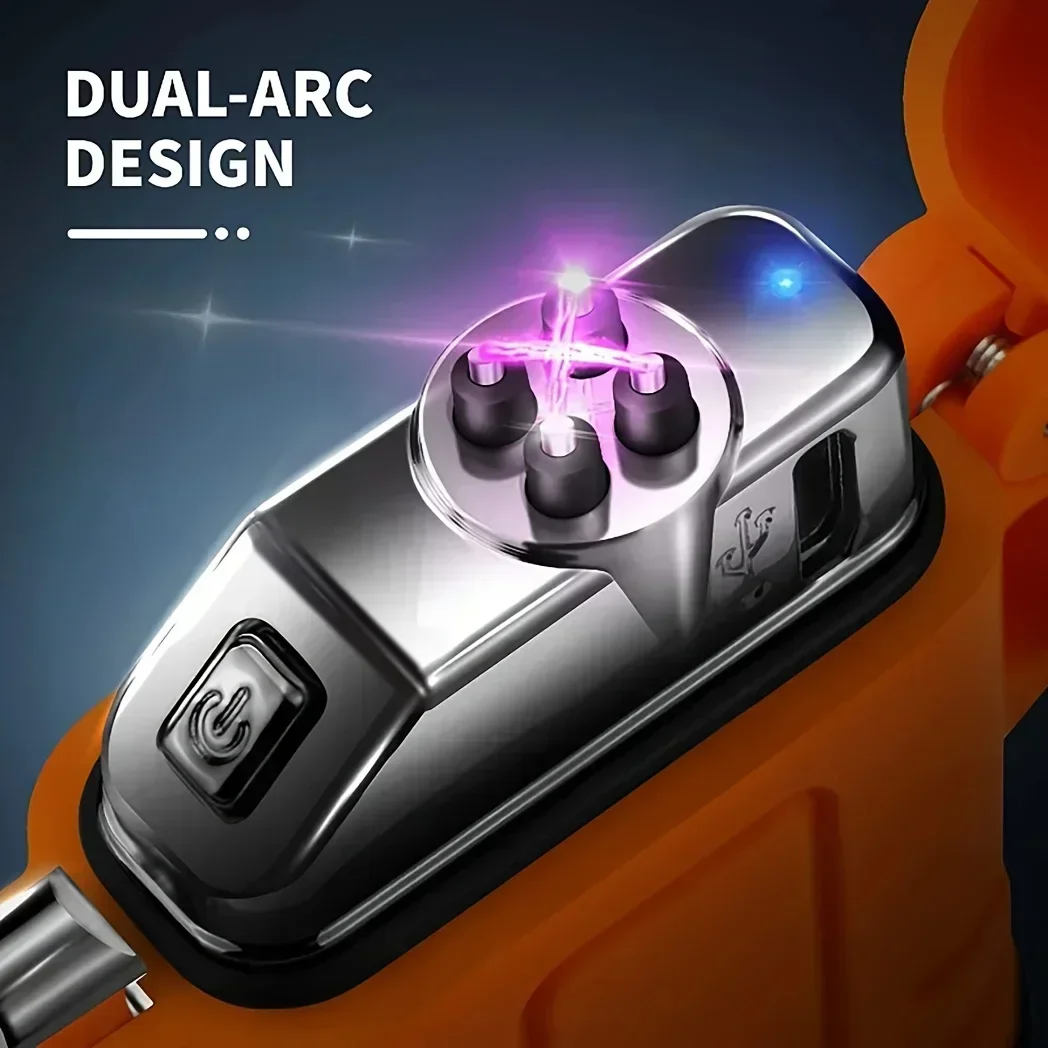 Dual Arc Waterproof Windproof Lighter Type-C Portable Rechargeable Outdoor Camping Smoking Accessory Gift, Wholesale Low Price