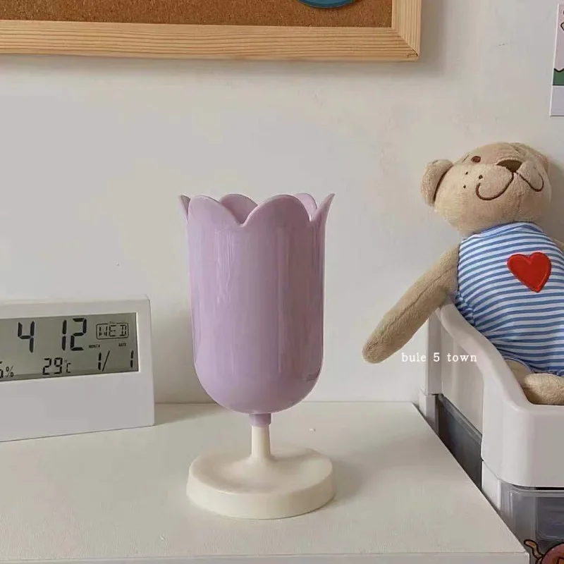 Tulip Flowers Pen Holder Cartoon  Cute Creative Girl Student Multifunctional Storage Office Stationery