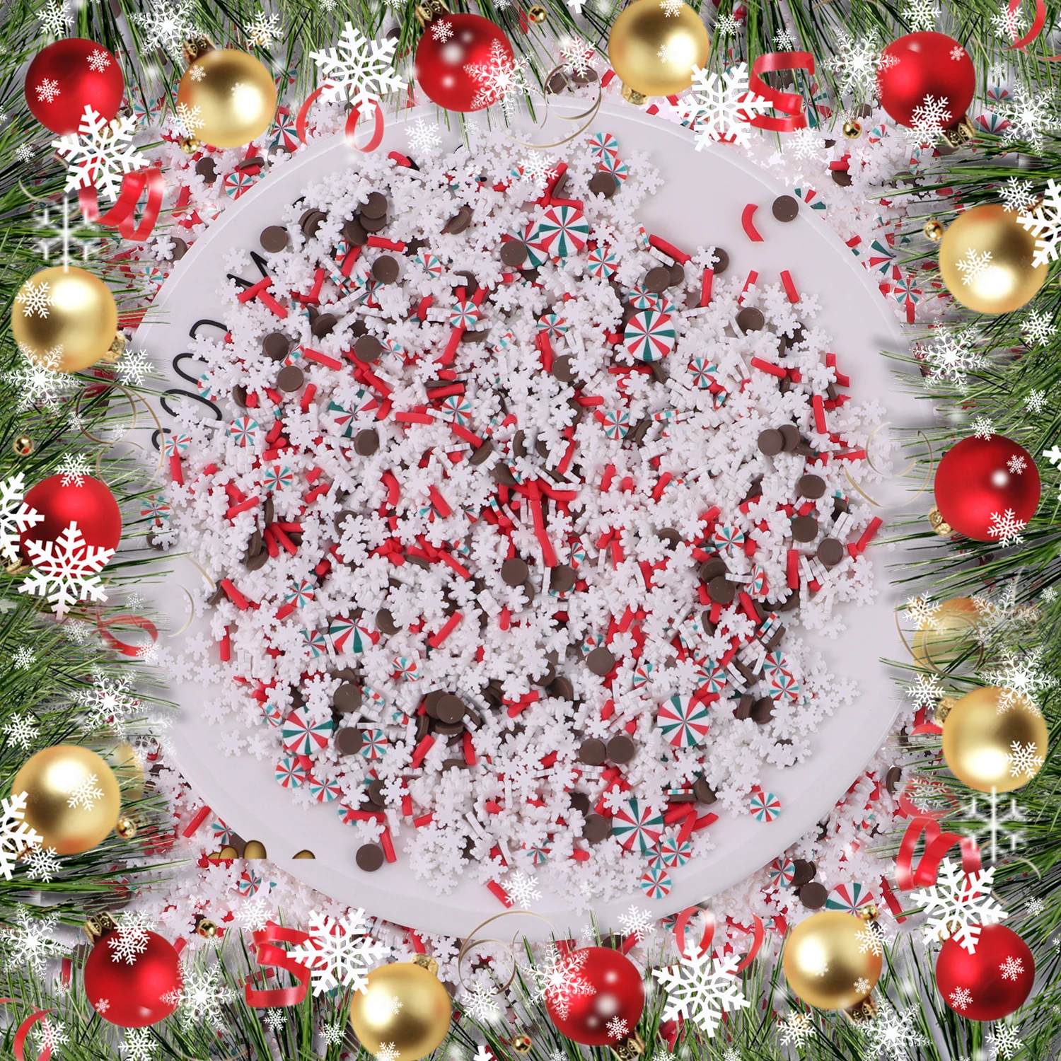 40 g Weihnachts-Polymer-Ton-Scheiben, Epoxidharz-Füller, niedliche Schneeflocke, Urlaub, Schleim, Materialien, DIY, Basteln, Maniküre-Zubehör – Detail 3