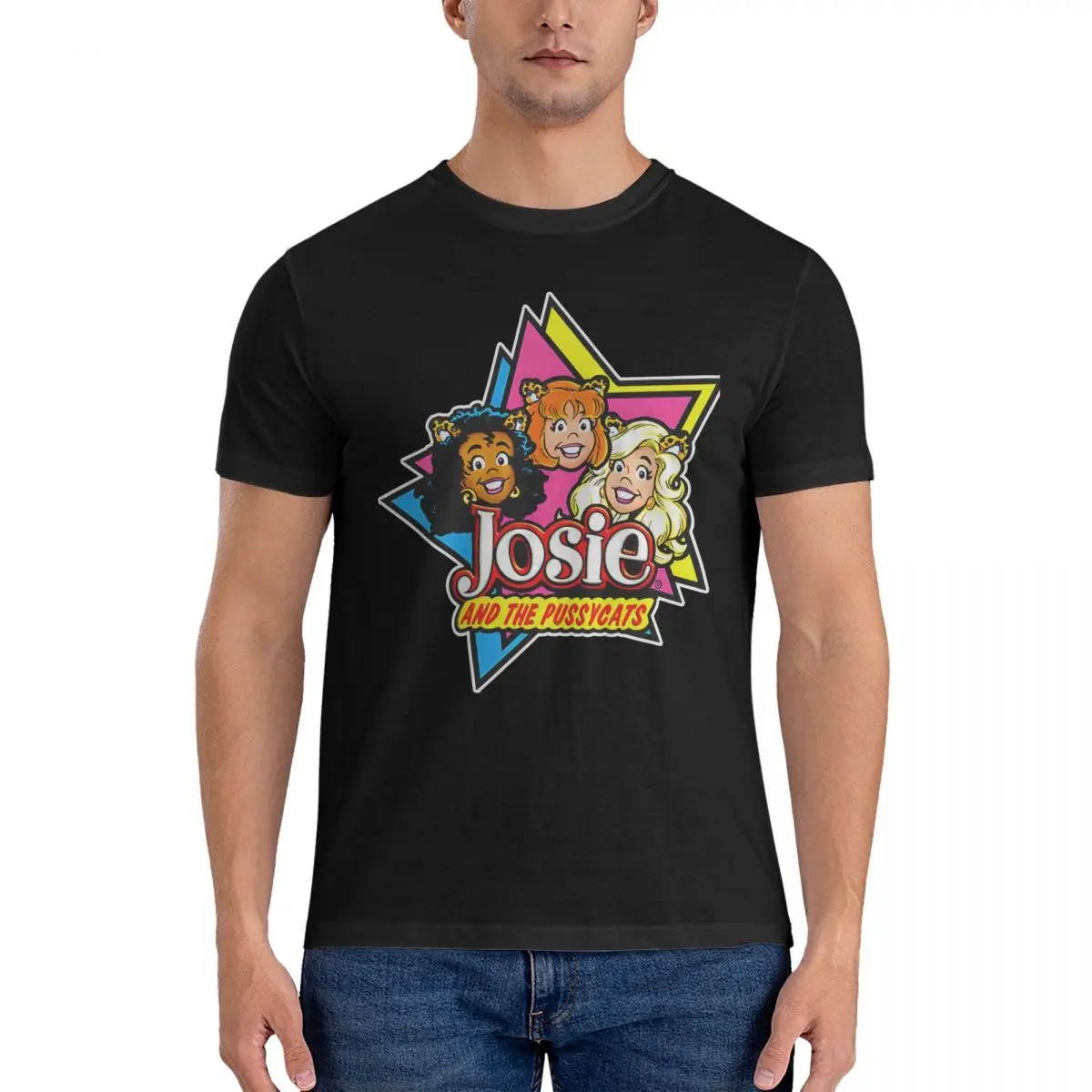 Camiseta divertida de Josie y The Pussycat para hombre, camisa 100% de algodón con cuello redondo, Camisetas estampadas de manga corta para Josie y the pussycats