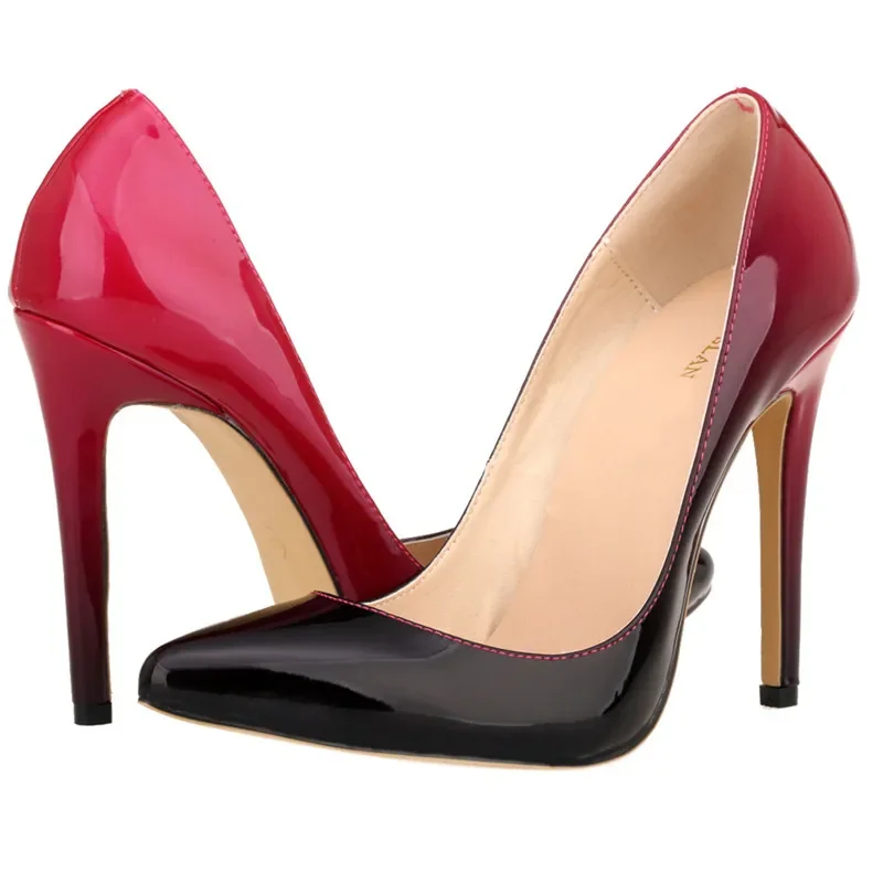 

Women Pumps Fashion Gradient Color High Heels Classic Pointed Toes Thin Heel Stilettos Ship On Jazz Dance Party Wedding Shoes