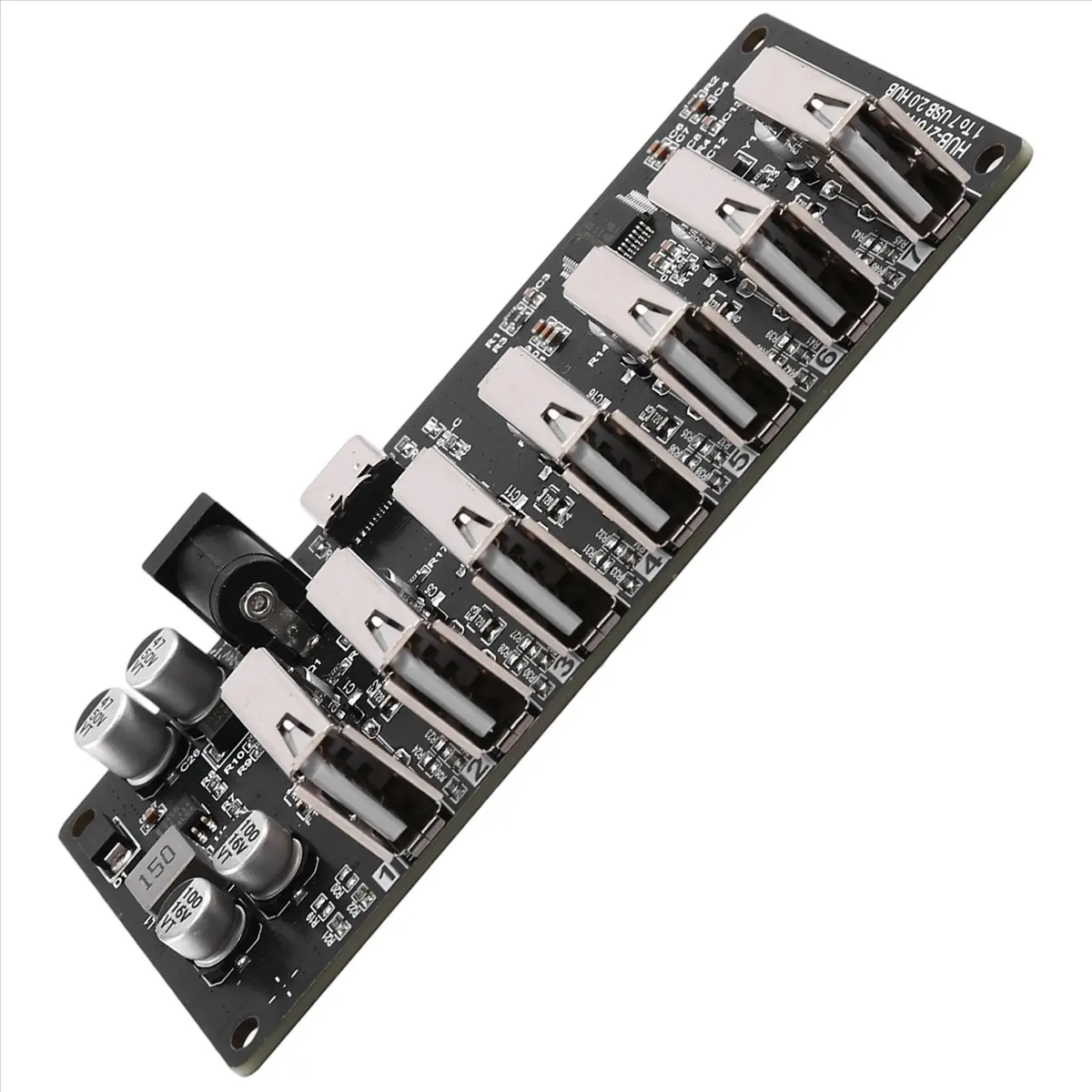 

(BABQ) USB2.0 HUB-разветвитель на 7 портов, модуль USB2.0 HUB 1-в-7 с портом питания, 9-24В, Plug and Play, черный