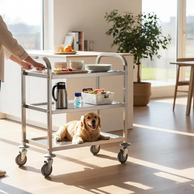 

Steel Rolling Trolley 3 Layers For Laboratory Clinic Salon, 400 lbs Capacity Lockable Universal Wheels Professional Grade Multi-function Storage Rack Heavy Duty Utility Unit Multi-tier Organization Solution Metal Frame Mobile Station